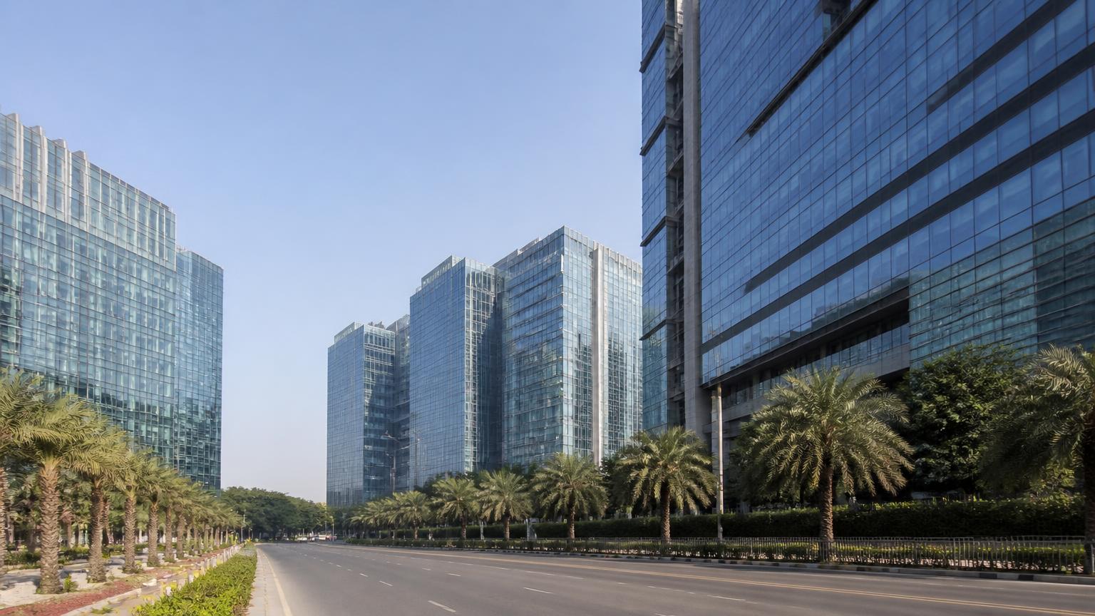 Modern office towers in HITEC City, Hyderabad